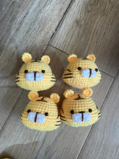 Chart Móc Len Đầu Hổ: Hướng dẫn chi tiết từng hàng móc đầu hổ màu vàng, tai và râu cho búp bê amigurumi dễ thương