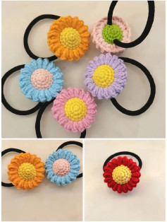 Chart Móc Len Dây Buộc Tóc Hoa Nhiều Màu Sắc