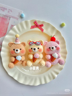 Chart móc len Gấu kem dễ thương, bảng hướng dẫn chi tiết từng phần