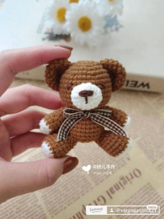 Chart móc len gấu teddy nâu trắng dễ thương