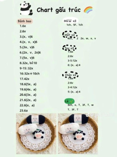 Chart móc len gấu trúc bánh bao dễ thương