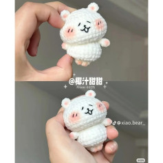 Chart móc len gấu ú trắng và mèo đen đeo túi cá