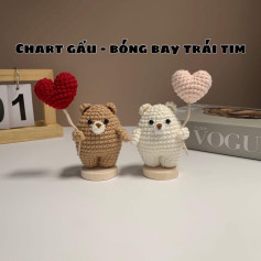 Chart móc len gấu và trái tim