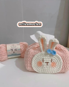 Chart Móc Len Hộp Giấy Thỏ Trắng Dễ Thương