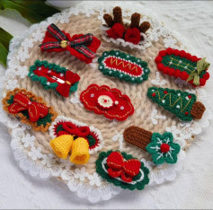 Chart Móc Len Kẹp Tóc Giáng Sinh và Thỏ Cute