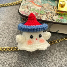 Chart Móc Len Ma Nhỏ Đeo Túi Dễ Thương Màu Trắng Đỏ Xanh