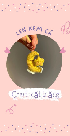 Chart móc len mặt trăng và ngôi sao màu vàng dễ thương