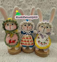 Chart Móc Len Mẹ Thỏ: Hướng dẫn chi tiết cách móc búp bê thỏ dễ thương với mũ tạp dề, kính mắt và váy hoa