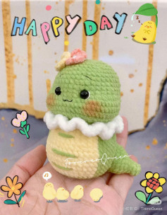 Chart móc len miễn phí Em Bé Rắn má phúng phính dễ thương màu xanh