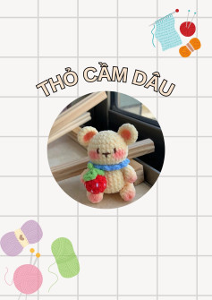 Chart móc len Thỏ cầm dâu mini dễ thương