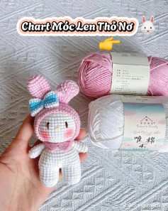 Chart Móc Len Thỏ Nơ: Hướng Dẫn Chi Tiết Cách Móc Búp Bê Thỏ Dễ Thương Màu Hồng Trắng