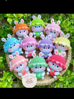 Chart Móc Len Thỏ Trái Cây Dáng Ngồi Dễ Thương