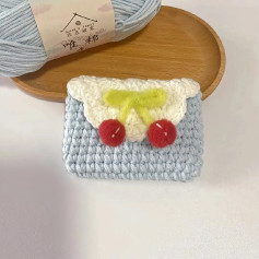 Chart Móc Len Túi Cherry Màu Xanh Trắng