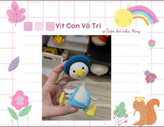 Chart móc len vịt con vô tri màu xanh trắng