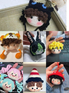 Chart móc mũ rừng và mũ hổ cho búp bê len