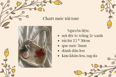 Chart móc túi tote biển họa tiết sao biển và vỏ sò