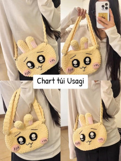 Chart móc túi Usagi Nhung Đũa màu vàng dễ thương