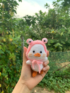 Chart móc Vịt Nón Ếch màu hồng trắng dễ thương