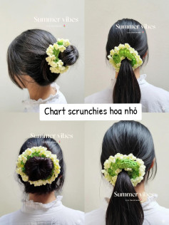 Chart scrunchies hoa nhỏ màu xanh vàng