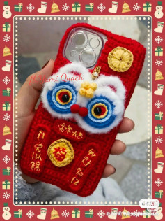 Chinese New Year Lion Dance Crochet Phone Case Pattern