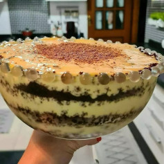 Chocolate Cake in a Glass with Passion Fruit Mousse