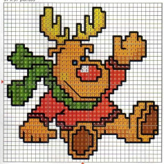 Christmas Reindeer Pixel Chart Pattern for Cross Stitch or Crochet
