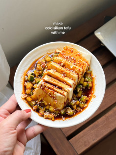 Cold Silken Tofu with Cucumber and Spicy Sesame Sauce Recipe