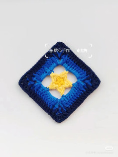 Collection of Crochet Granny Square Charts and Finished Patterns with Star, Heart, and Floral Designs