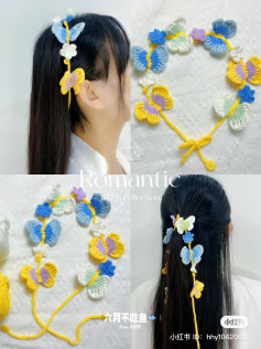 Colorful Crochet Butterfly Hair Tie Tutorial Chart