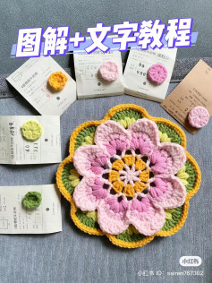 Colorful Flower Crochet Pattern Chart with Text Tutorial