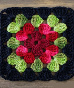 Colorful Flower Granny Square Crochet Pattern Chart and Step-by-Step Tutorial