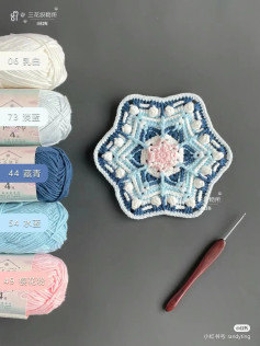 Colorful Flower Granny Square Crochet Pattern Chart with Stitch Legend