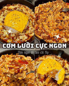Cơm lưỡi cực ngon: Cơm chiên thịt bò, cà chua và phô mai với trứng ốp la