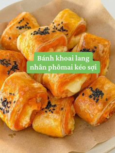 Công thức làm bánh khoai lang nhân phô mai kéo sợi giòn ngon