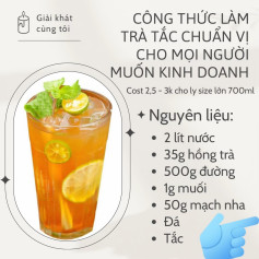Công thức làm trà tắc chuẩn vị cho kinh doanh, chi tiết nguyên liệu và cách pha chế