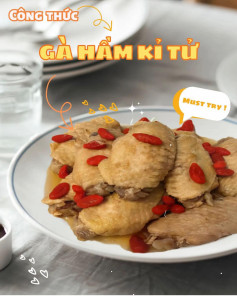 Công thức món Gà hầm kỉ tử bổ dưỡng với cánh gà, nấm và gia vị thơm ngon