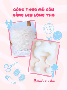 Công thức mũ gấu bằng len lông thỏ màu trắng