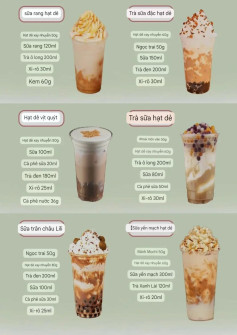 Công thức pha chế trà sữa hạt dẻ, trân châu và yến mạch