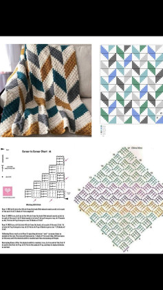 Corner to Corner Geometric Blanket Crochet Pattern Chart and Tutorial
