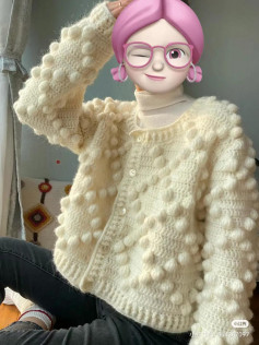 Creamy Bobble Stitch Cardigan Crochet Pattern with Detailed Charts and Materials Guide