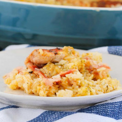 Creamy Oven Baked Chicken & Rice with Bacon