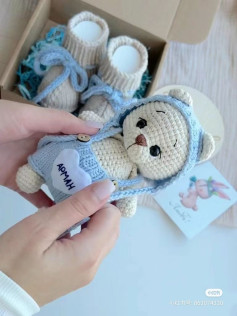 Crochet Amigurumi Bear Pattern with Blue Hoodie