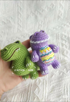 Crochet Amigurumi Dinosaur Pattern: Cute Green and Purple Dino Doll Tutorial Chart