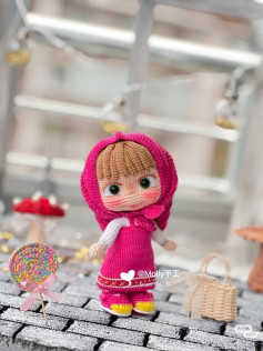 Crochet Amigurumi Doll Pattern: Pink Hooded Girl with Lollipop