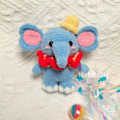 Crochet Amigurumi Dumbo Elephant Pattern Chart with Velvet Yarn
