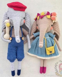 Crochet Amigurumi Elephant Pattern: Mary and Pierre Dolls Tutorial