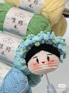Crochet Amigurumi Girl Head with Flower Crown Pattern Chart Tutorial