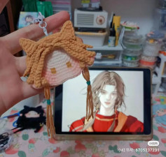 Crochet Amigurumi Keychain Doll Pattern Chart: Zhou Yu Character with Flat Face and Braided Hair Tutorial