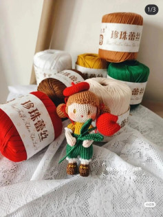 Crochet Amigurumi Pattern: Chubby Little Sister Doll with Tulip and Hat
