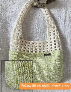Crochet Bag Chart: Green and White Beach Tote Pattern
